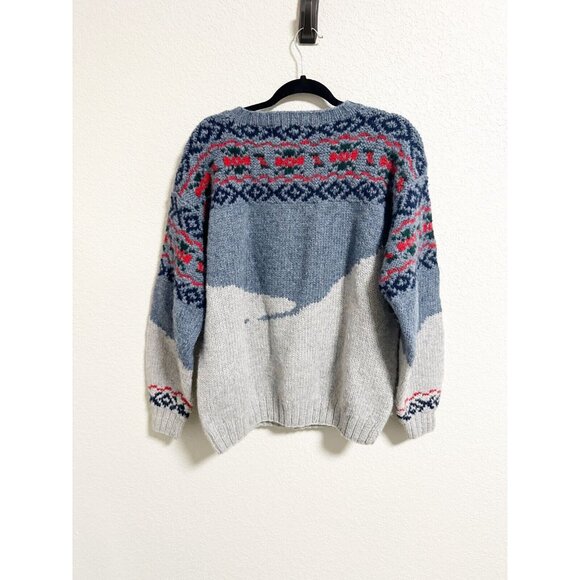 Club Room Hand Knit Wool Sweater Winter Skiing Novelty Fair Isle Crew Neck Sz M - Picture 3 of 5